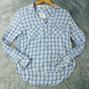 Abercrombie & Fitch Womens 3/4 Button Up Long Sleeve Shirt Tunic Size M Blue